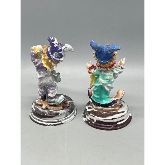 collectible clown set of 2 figurines plastic cards floral ball  6" tall READ - Picture 2 of 5